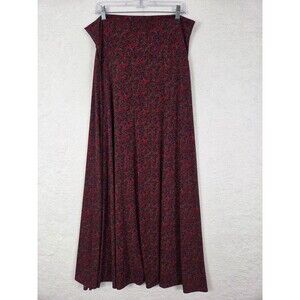LuLaRoe Fold Over Stretch Maxi Skirt L A Line Paisley Boho Cottagecore Flowy 90s